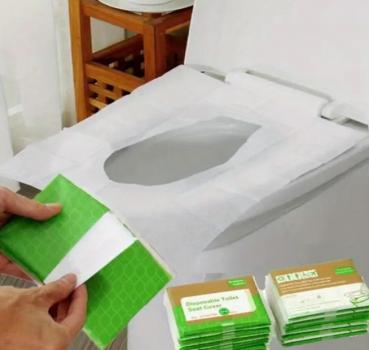 10 Stk Einweg Toilettensitzbezüge aus Papier, spülbar, Leicht zu Tragen, Wasserdicht