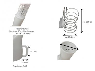 Urinflaschen-Set  Urinflasche mit Griff, Halter Chrom, Deckel + Bürste, milchig