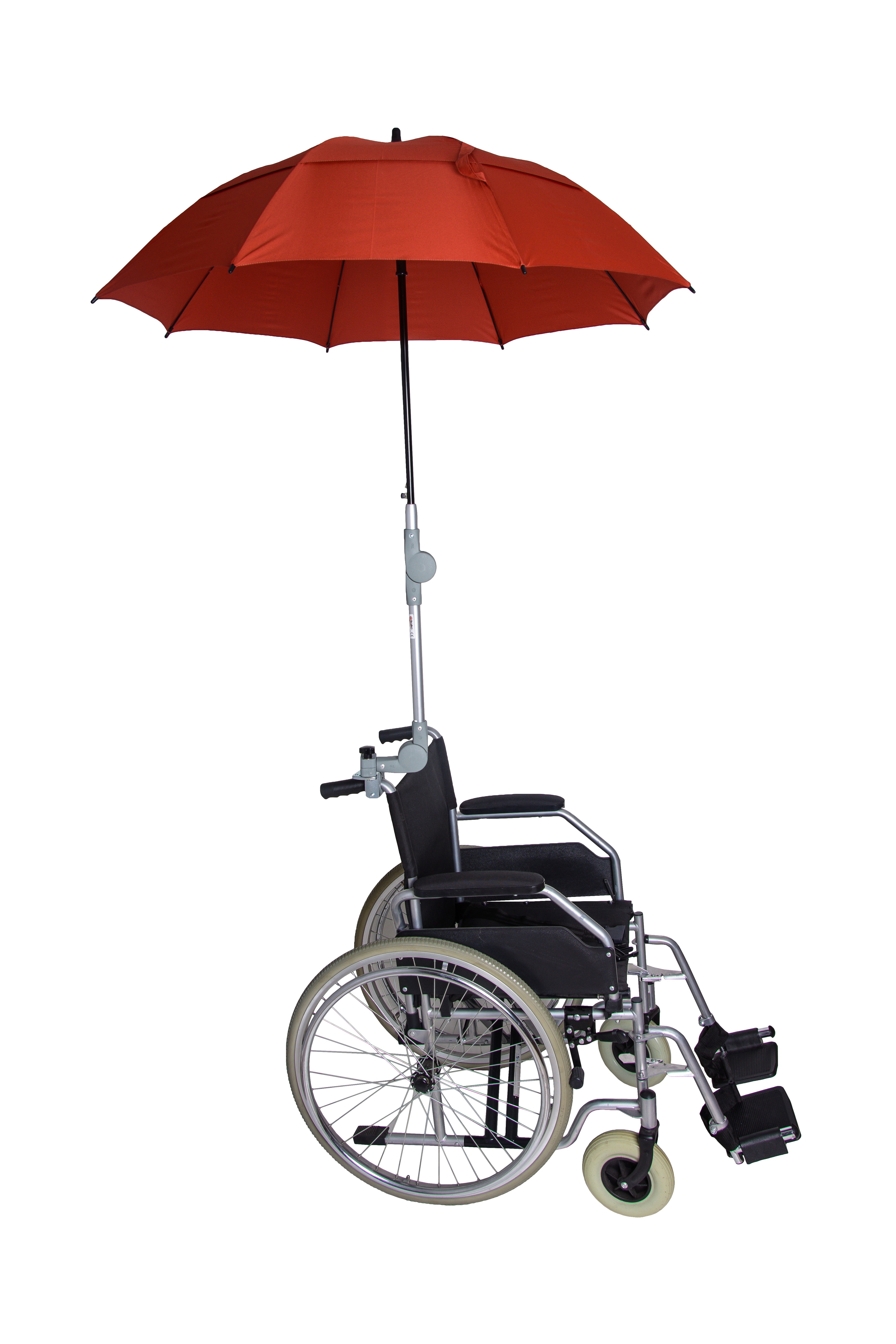 Rollatorschirm ROT/BRAUN Regenschirm Sonnenschirm inkl. - Pflegehome24 Befestigung