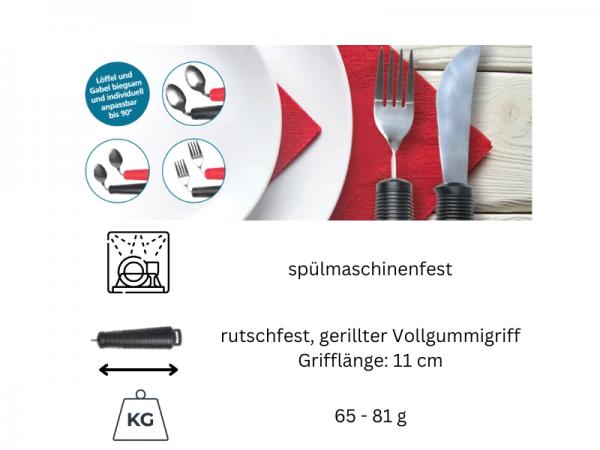 Besteck FLEX 4-teiliges Set (Messer,Gabel, Esslöffel, Teelöffel) Seniorenbesteck