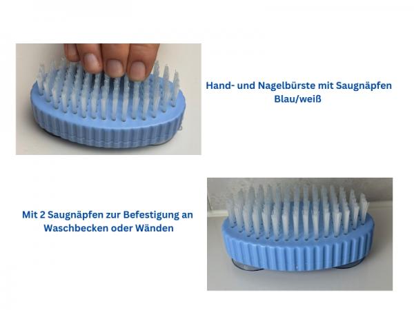 Handbürste Nagelbürste mit Saugnäpfen blau